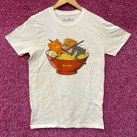 Threadless Ramen and Cats Cute Graphic Design T-Shirt Small - Picture 1 of 4
